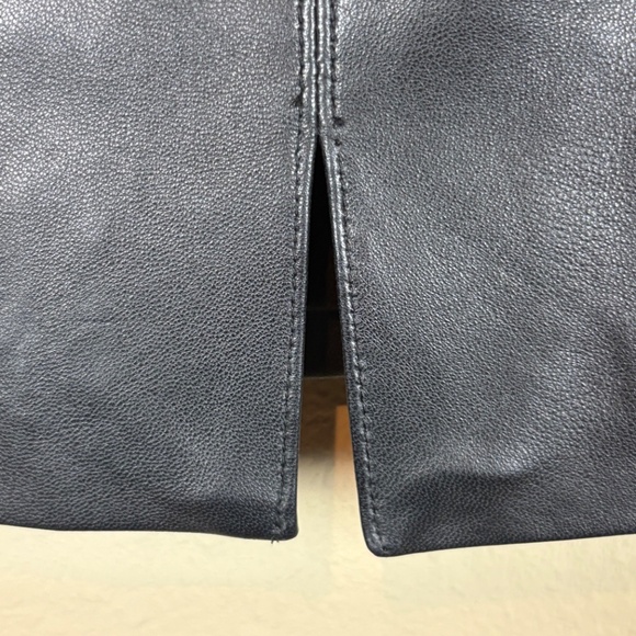 White House Black Market Black Genuine Leather Mini Pencil Skirt w/ Stud Accents - Picture 9 of 13